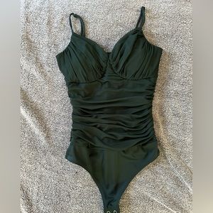 Express Dark Green body contour body suit